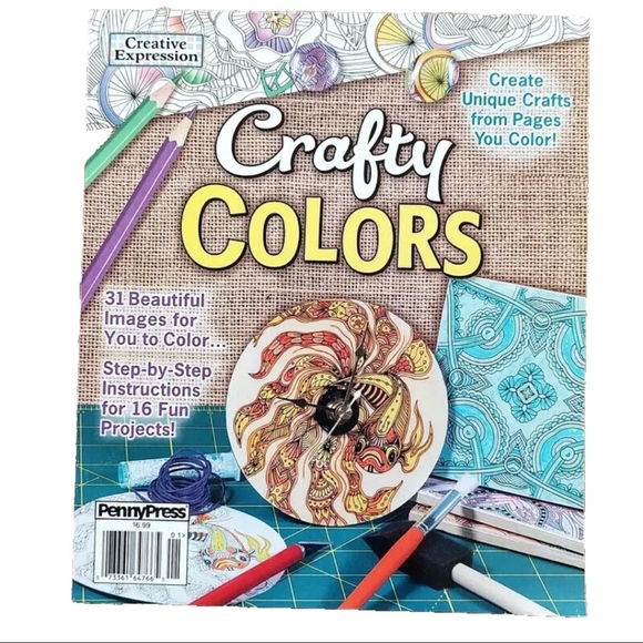 Crafty Colors Adult Coloring Book Creative Expression 31 Image 16 Projects NF PB - Picture 1 of 4